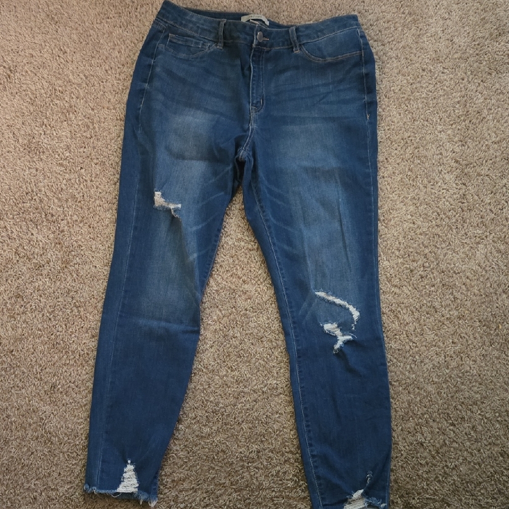 Refuge Blue Jeggings with Distressed Details
